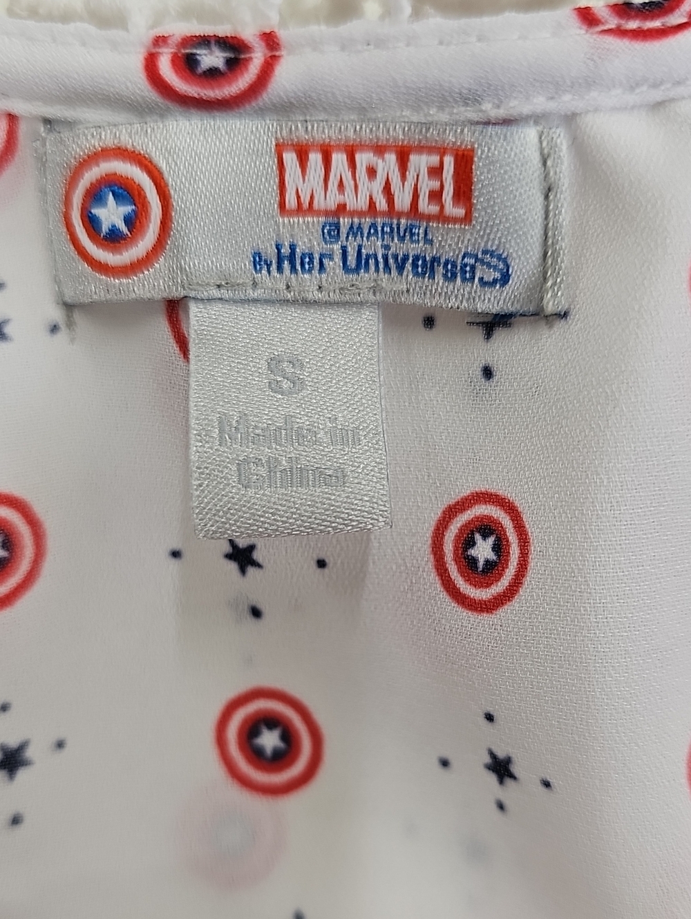 MARVEL by Her Universe, Captain America Sleeveless Blouse, White, Size Small - Picture 5 of 8